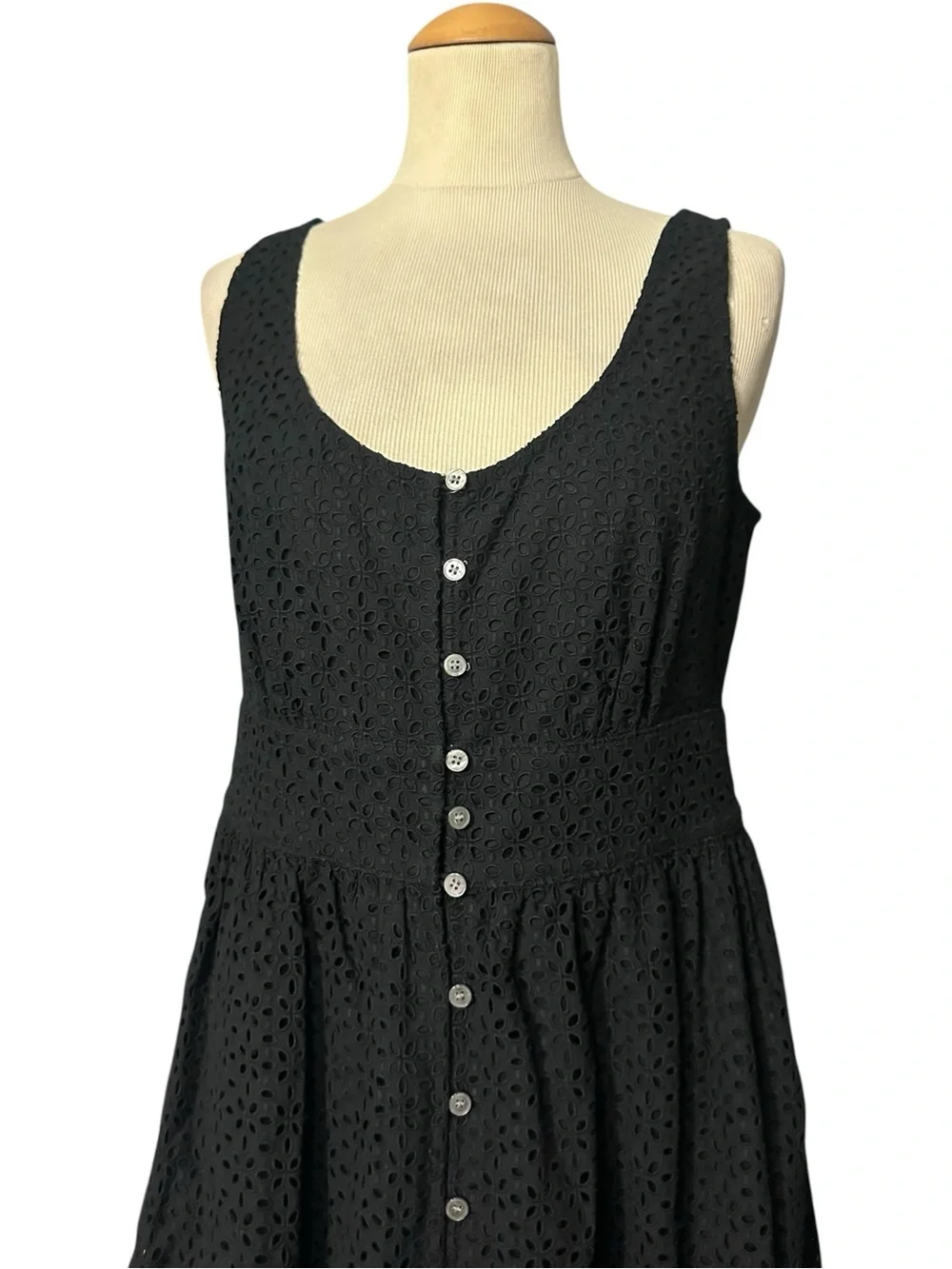 J.Crew Sleeveless Eyelet Button-Front Maxi Dress Black Size 8